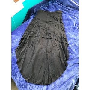 High Low Black Button Down Skirt